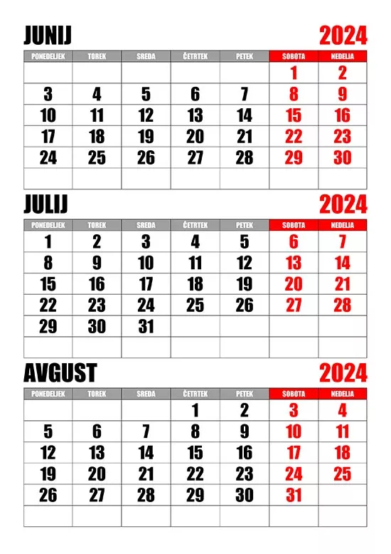 Koledar junij, julij, avgust 2024 koledarja-junij-julij-avgust-2024