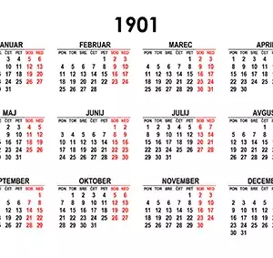 Koledar za leto 1901