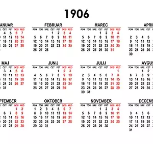 Koledar za leto 1906