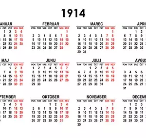 Koledar za leto 1914