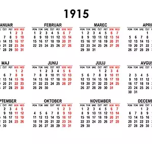 Koledar za leto 1915
