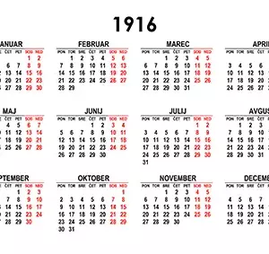 Koledar za leto 1916