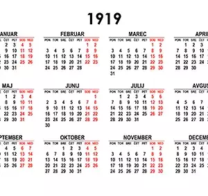 Koledar za leto 1919