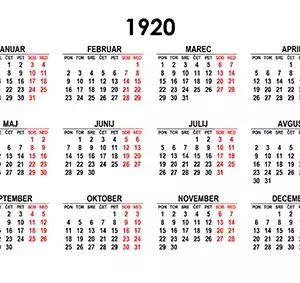Koledar za leto 1920