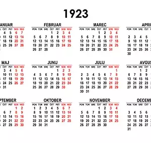 Koledar za leto 1923