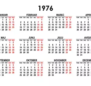 Koledar za leto 1976