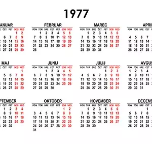 Koledar za leto 1977