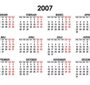 Koledar za leto 2007