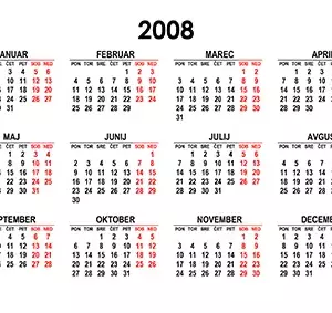 Koledar za leto 2008