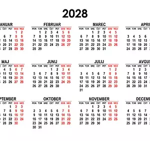 Koledar za leto 2028