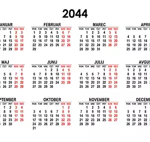 Koledar za leto 2044