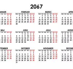 Koledar za leto 2067