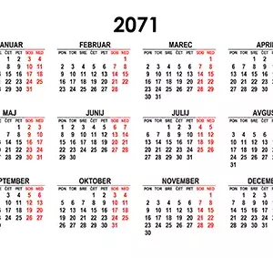 Koledar za leto 2072