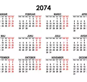 Koledar za leto 2075
