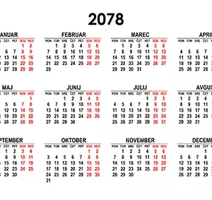 Koledar za leto 2078