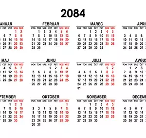 Koledar za leto 2085