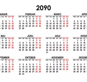 Koledar za leto 2090