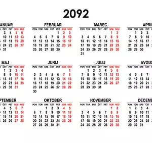 Koledar za leto 2093