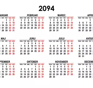 Koledar za leto 2095