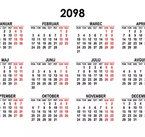 Koledar za leto 2099