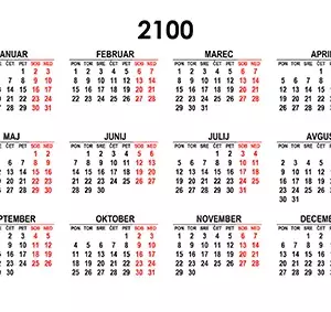 Koledar za leto 2100